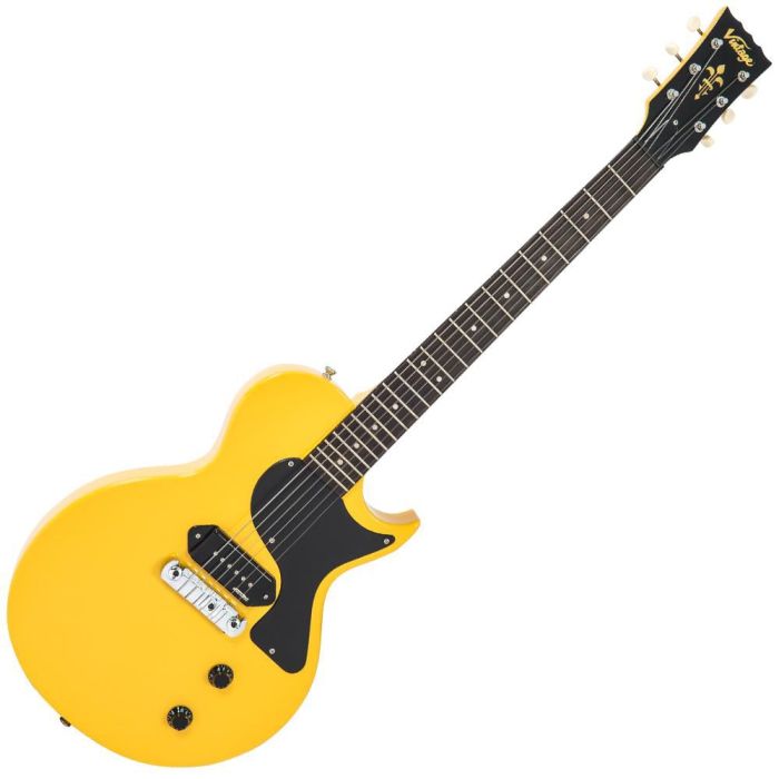Vintage V120 Electric Guitar Single Cut Tv Yellow, front view