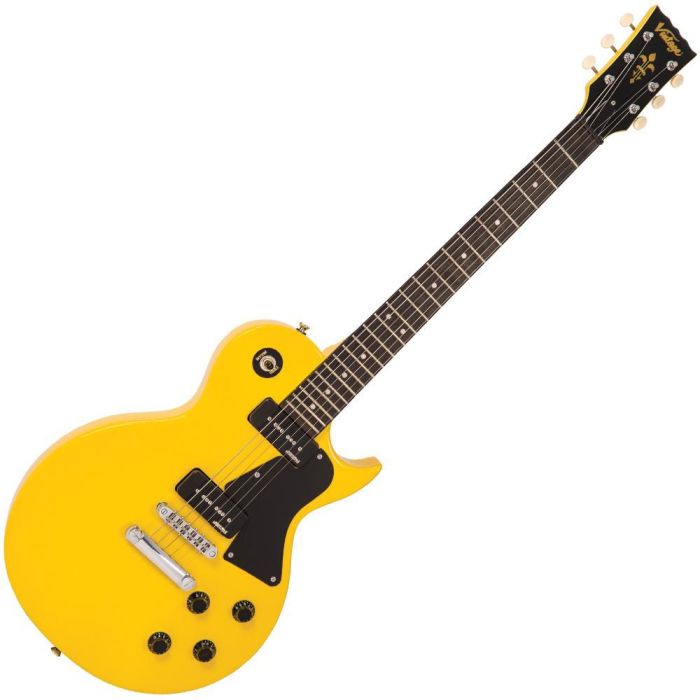 Vintage V132 Electric Guitar Tv Yellow, front view