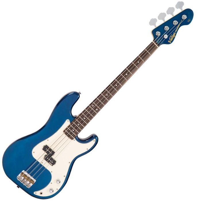 Vintage V4 Bass Bayview Blue, front view