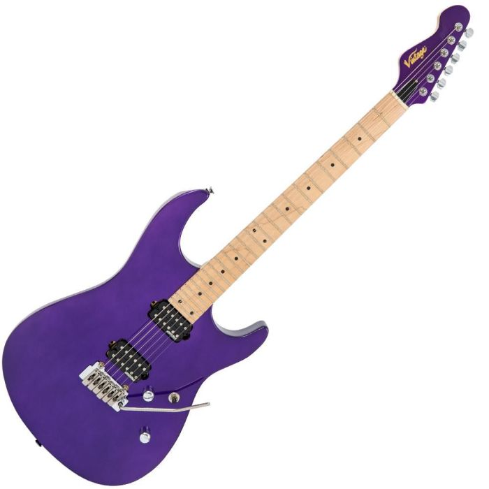 Vintage V6 24 Electric Guitar Pasadena Purple, front view
