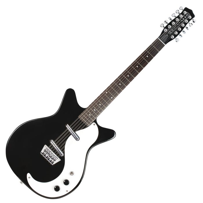 danelectro 59 12 string guitar black, front view