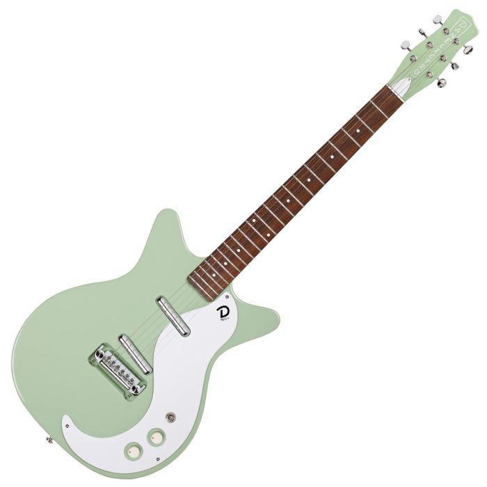 danelectro 59m nos electric guitar keen green, front view