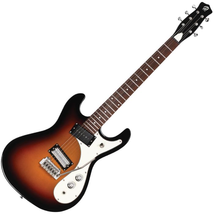 danelectro 64xt guitar 3 tone sunburst, front view