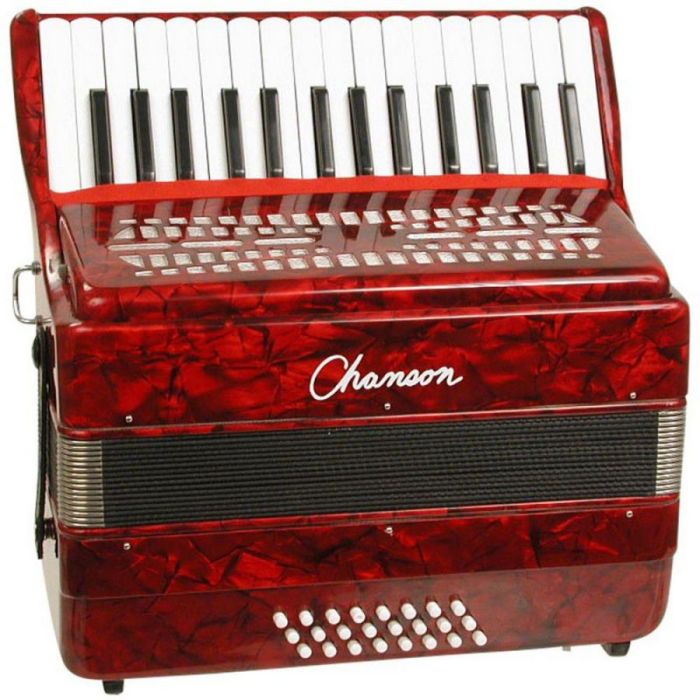 Chanson 24 Bass Note Accordion Red, front view