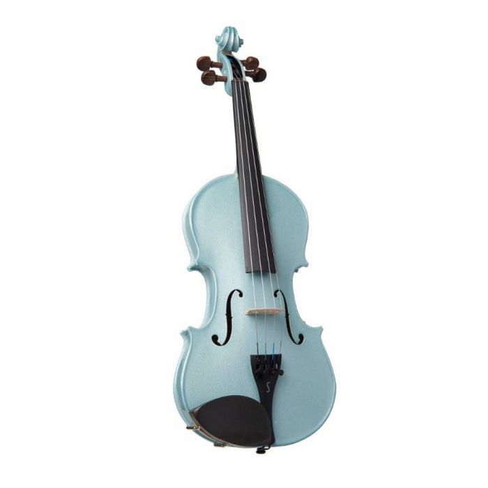 Harlequin Violin Outfit Light Blue 3 4, front view