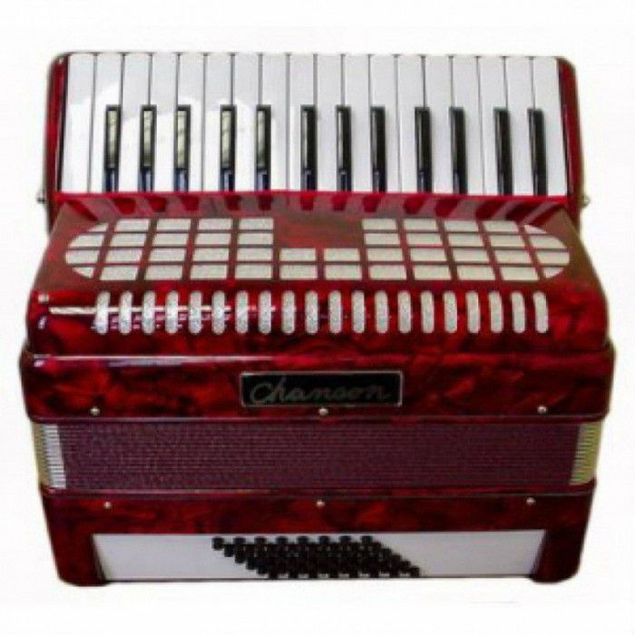 Chanson Piano Accordion 48 Bass Red, front view
