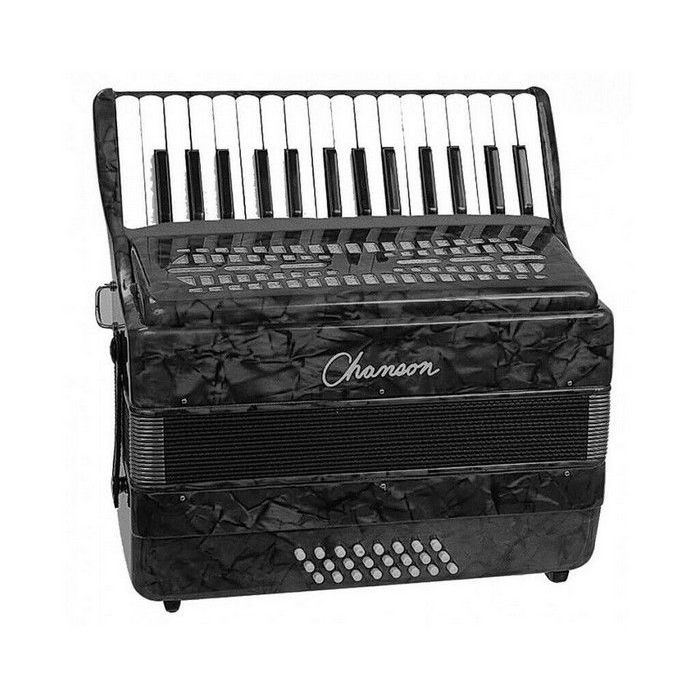 Chanson 7157Bk Piano Accordion 24 Bass Black, front view