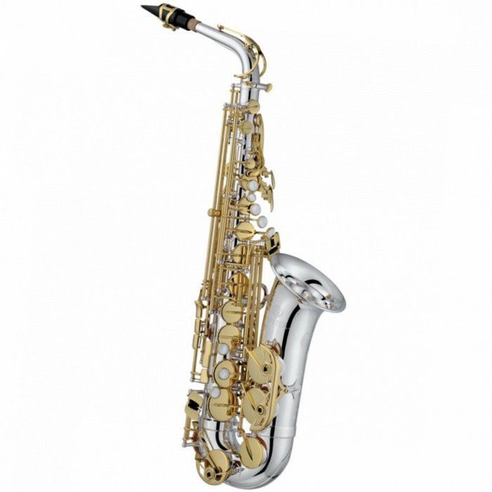 Jupiter Eb Alto Saxophone Silver Plated Body, front view