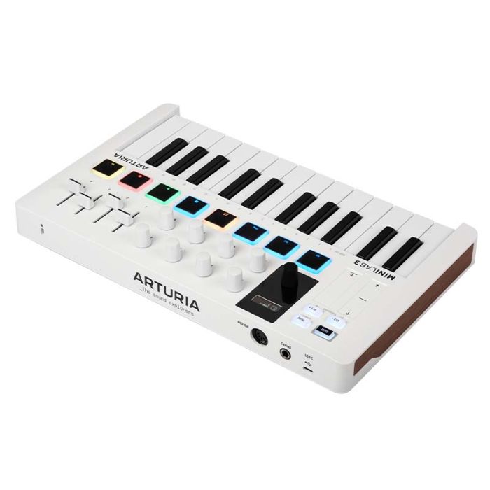 Back view of the Arturia MiniLAB MKIII 25 Key MIDI Keyboard, White