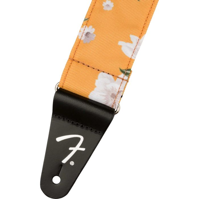Close up of the Fender Floral Guitar Strap Marigold