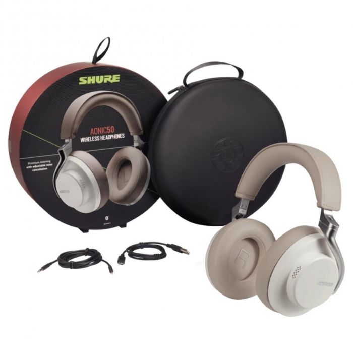 Contents included with the Shure AONIC 50 Premium Wireless Headphones White