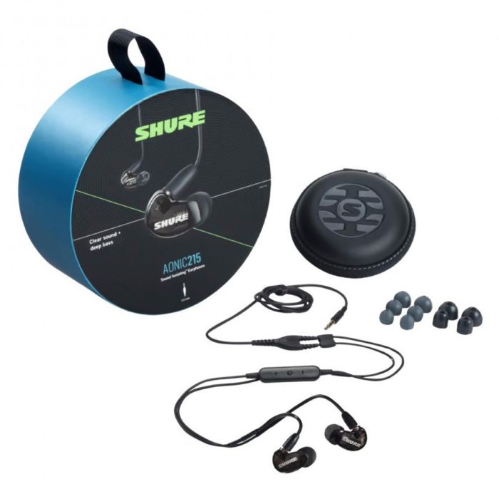 Contents overview of the Shure AONIC 215 Sound Isolating Earphones Black