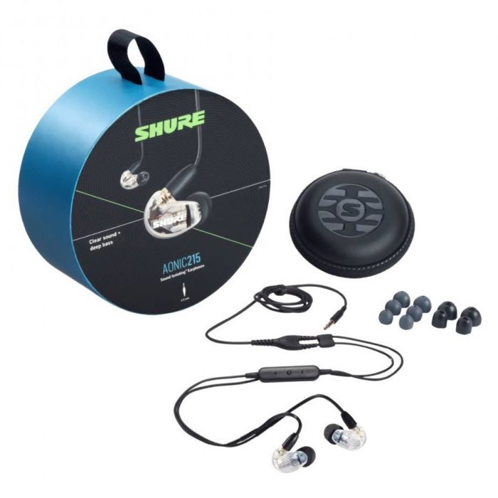 Contents overview of the Shure AONIC 215 Sound Isolating Earphones Clear