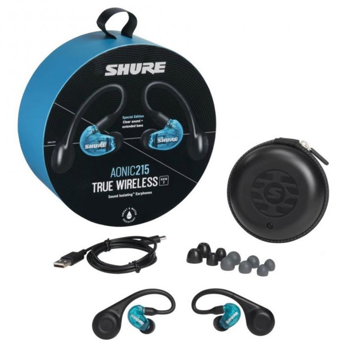 Overview of the Shure AONIC 215 True Wireless Earphones, Blue 