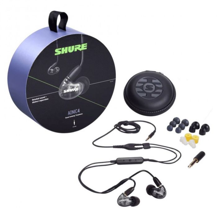 Contents of the Shure AONIC 4 Sound Isolating Earphones, Black