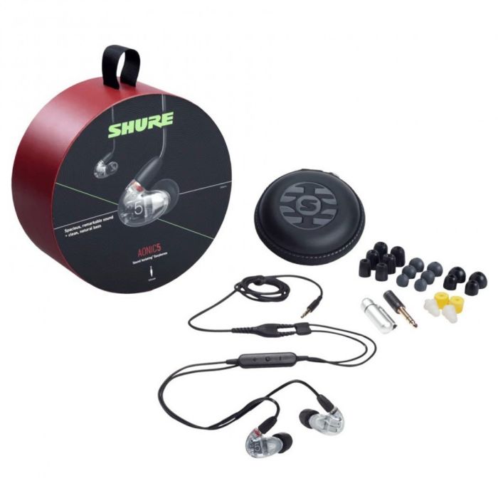Contents of the Shure AONIC 5 Sound Isolating Earphones, Clear