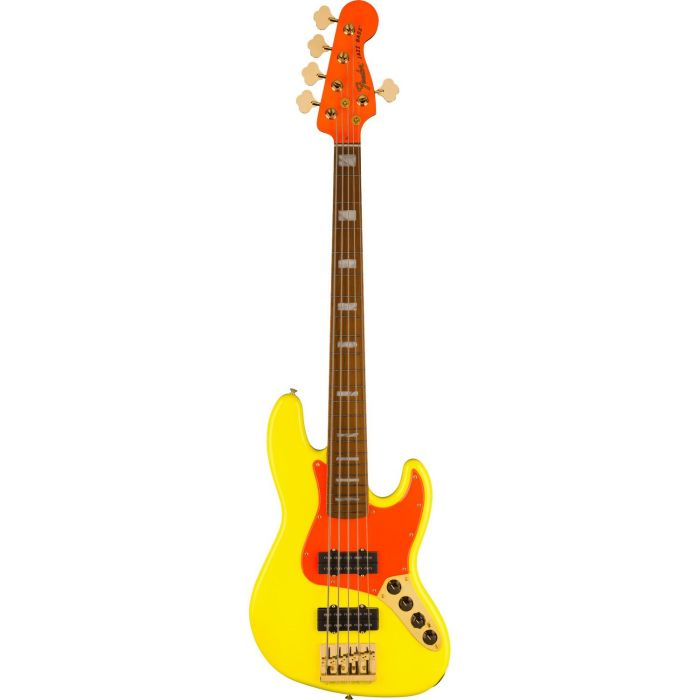 Fender MonoNeon Jazz Bass V, Neon Yellow front view
