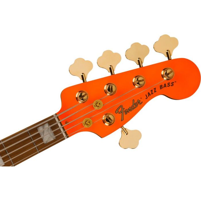 Fender MonoNeon Jazz Bass V, Neon Yellow headstock front
