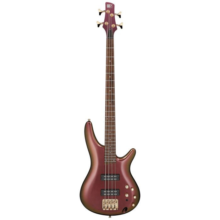 Ibanez SR300, 4 String Bass, Rose Gold Chameleon front view