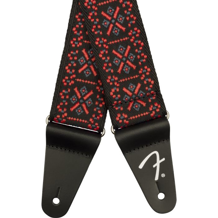 Close up of the Fender Pasadena Woven Straps Lattice Red
