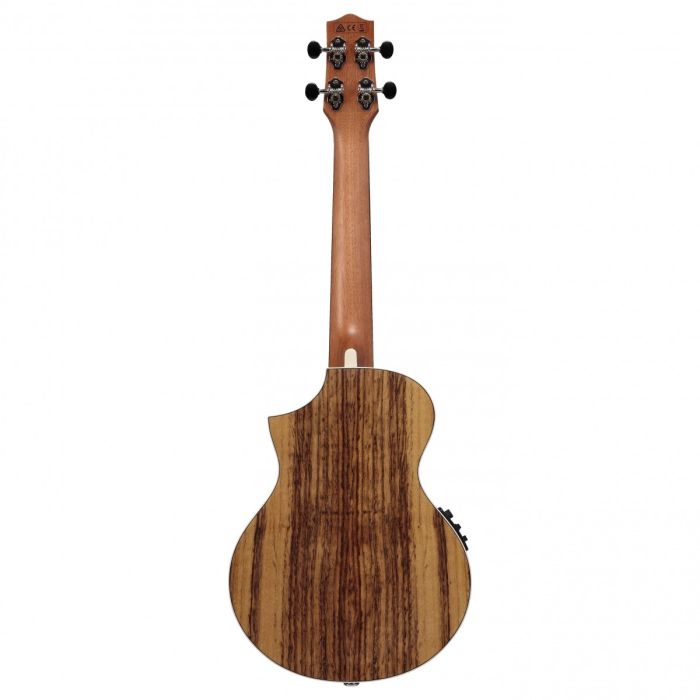 Back view of the Ibanez UEWT14E-OPN Tenor Ukulele, Open Pore Natural
