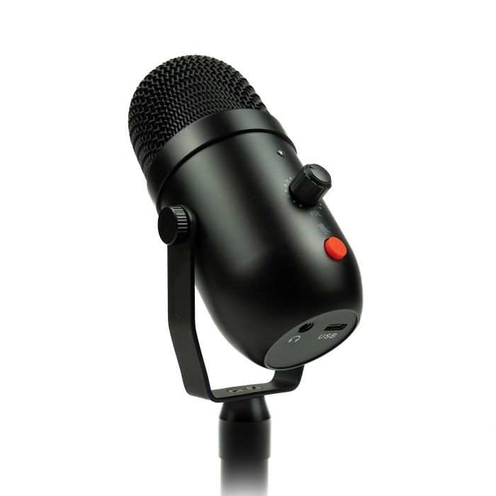 Angled view of the Trumix UMC-USB-100 Podcasting Microphone With Stand