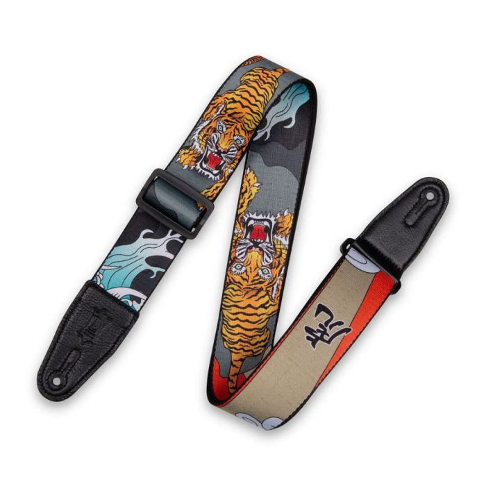 Levy's Prints Polyester Strap w Leather Ends 2", Japanese Tiger front view