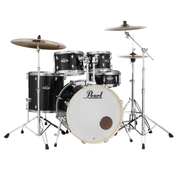 B-Stock Pearl Export EXX 22 Rock Drum Kit inc Hardware Cymbals, Jet Black front