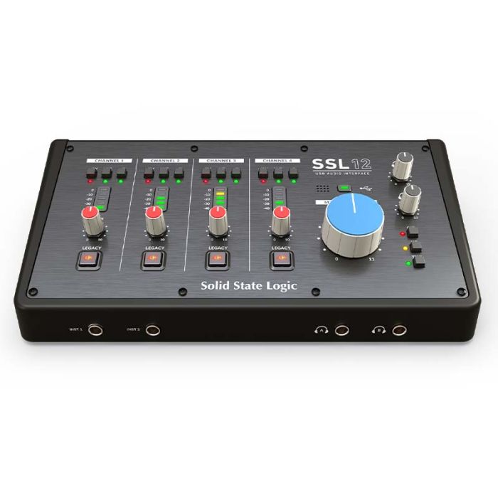 Front angled view of the Solid State Logic SSL 12 USB Audio Interface