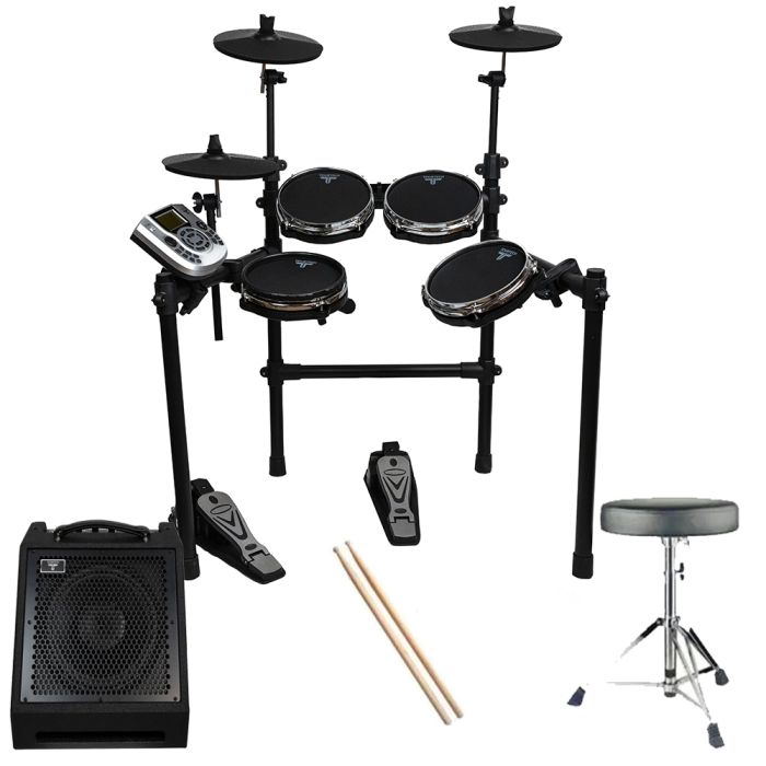 Tourtech TT-20M Drum Kit Bundle with Monitor stool and drumsticks