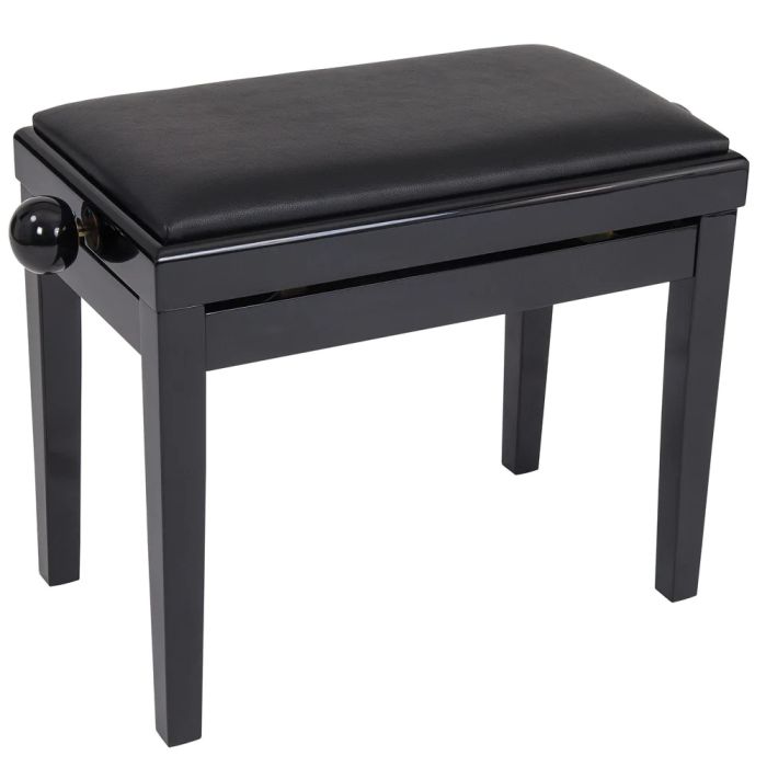 Overview of the Kinsman Adjustable Piano Bench, Polished Gloss Black