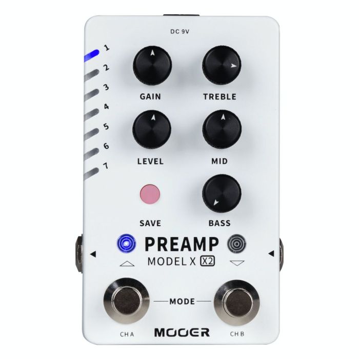 Mooer X2 Series Preamp Model X Pedal Front view