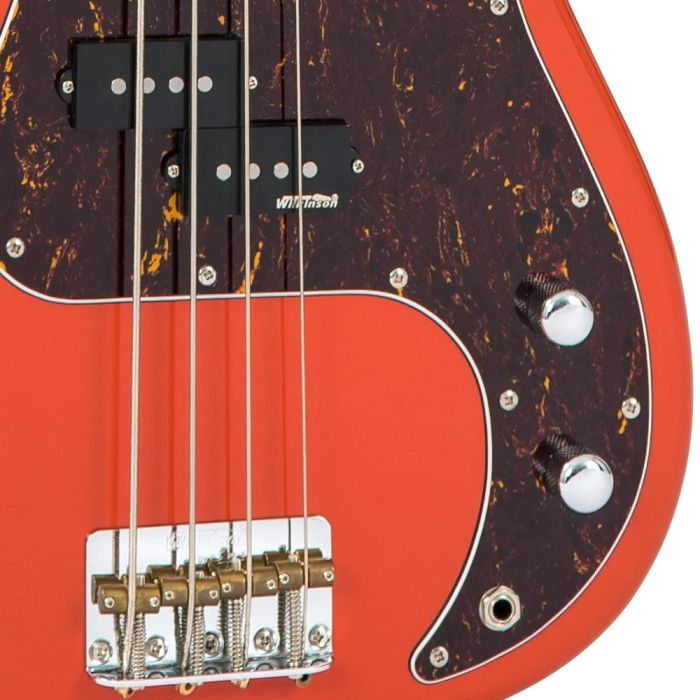 Vintage V4 Bass Maple Fb Firenza Red pickups