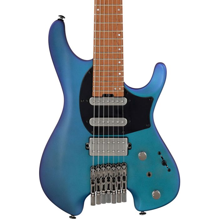 Ibanez Q547 MM Headless Electric Guitar Blue Chameleon Metallic Matte, body closeup