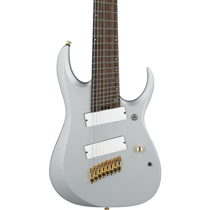 Ibanez RGDMS8 CSM Electric Guitar Classic Silver Matte, body closeup