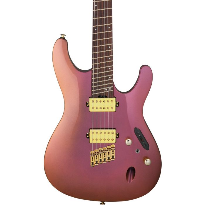 Ibanez SML721 RGC Electric Guitar Rose Gold Chameleon, body closeup