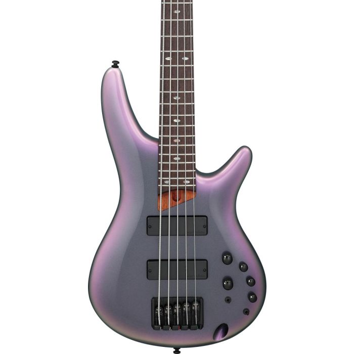 Body view of the Ibanez SR505E-BAB 5 String Bass Guitar, Black Aurora Burst