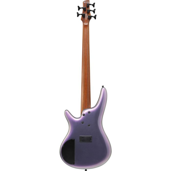 Back view of the Ibanez SR505E-BAB 5 String Bass Guitar, Black Aurora Burst