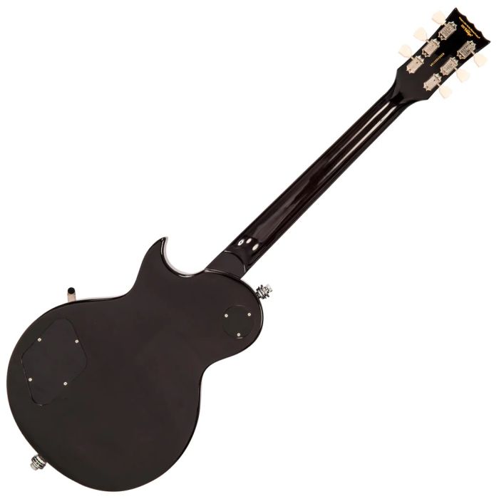 Vintage V100 Guitar - Black Flamed Maple back