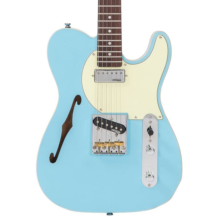 Vintage V72 Electric Guitar Laguna Blue body front