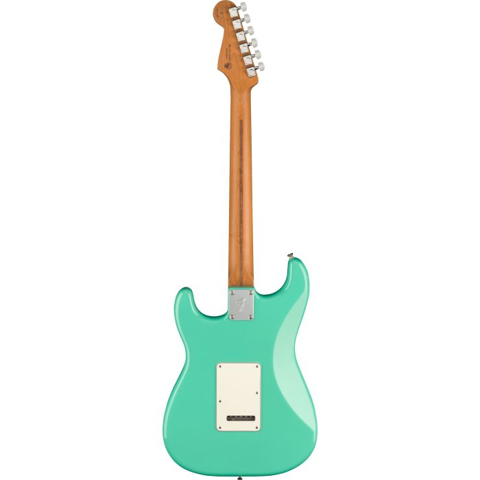 Back view of the Fender Limited Edition Player Stratocaster, Roasted Maple, Sea Foam Green
