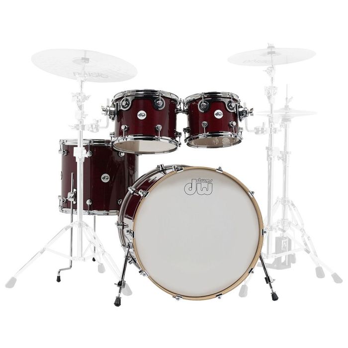 DW Shell Set Design Cherry Stain 22/10/12/16 Without Snare front