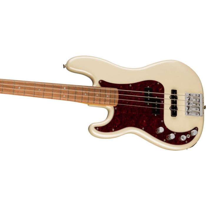 Fender Player Plus Active Precision Bass LH PF Olympic Pearl, angled view