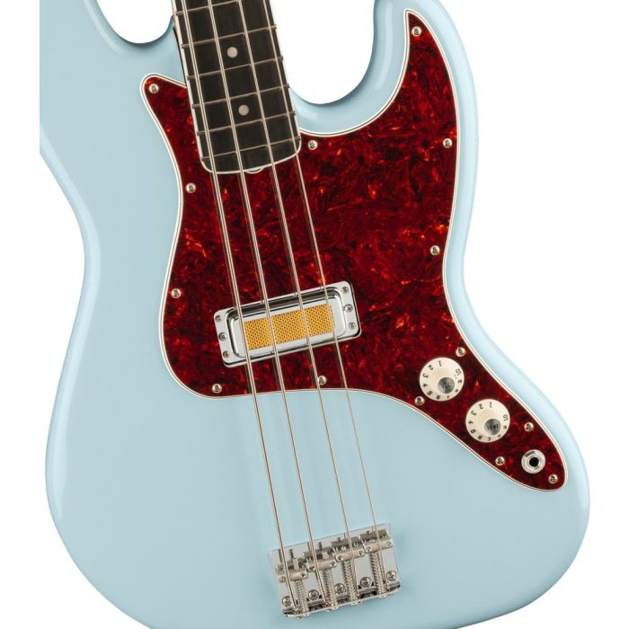 Fender Gold Foil Jazz Bass EB Sonic Blue, body closeup