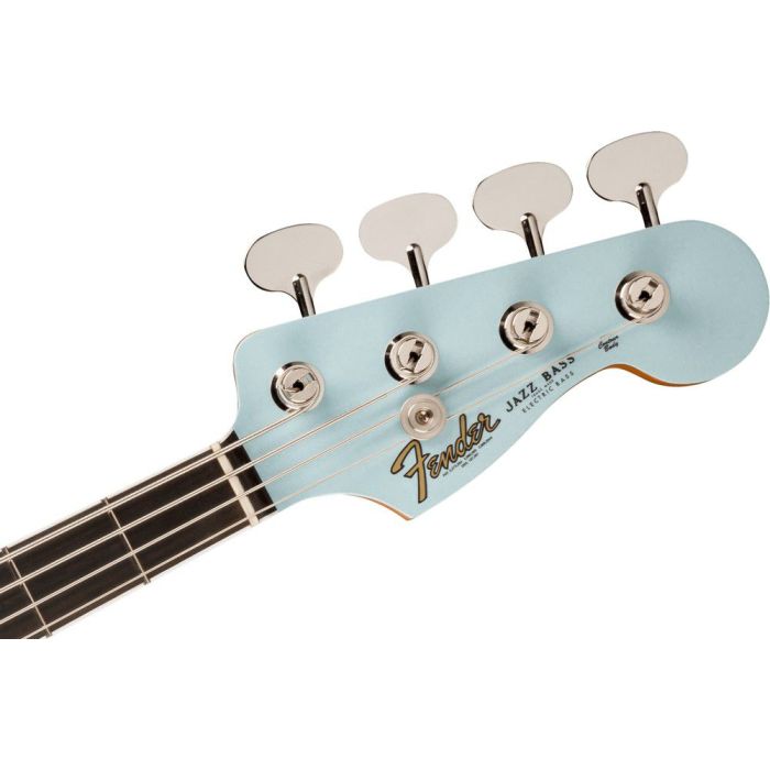 Fender Gold Foil Jazz Bass EB Sonic Blue, headstock front