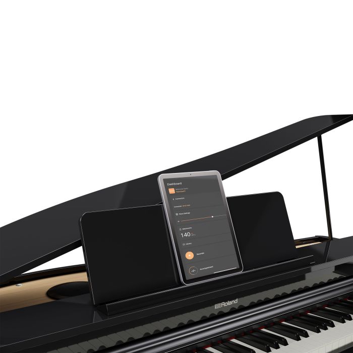 View of iPad placement on the Roland GP-3 Digital Piano