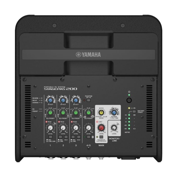 Top view of the Yamaha STAGEPAS 200 Battery Powered PA System - With Battery