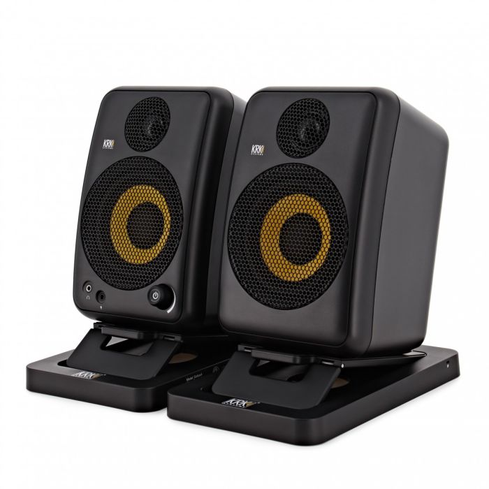 Angled view of the KRK GOAux 4 Portable Studio Monitor System