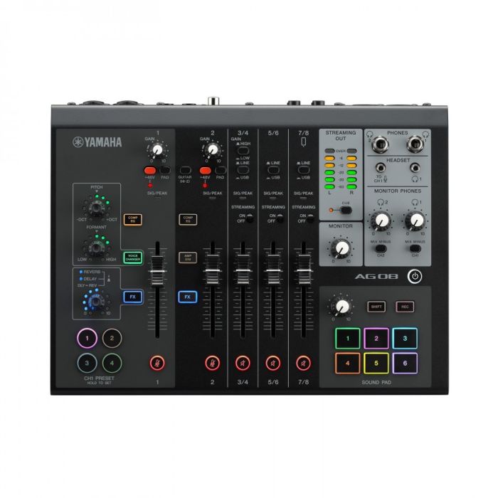 Overview of the Yamaha AG08 Streaming Mixer, Black