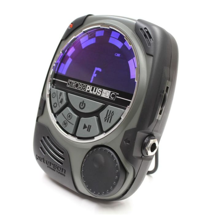Peterson StroboPLUS HDC Handheld Strobe Tuner left-angled purple screen